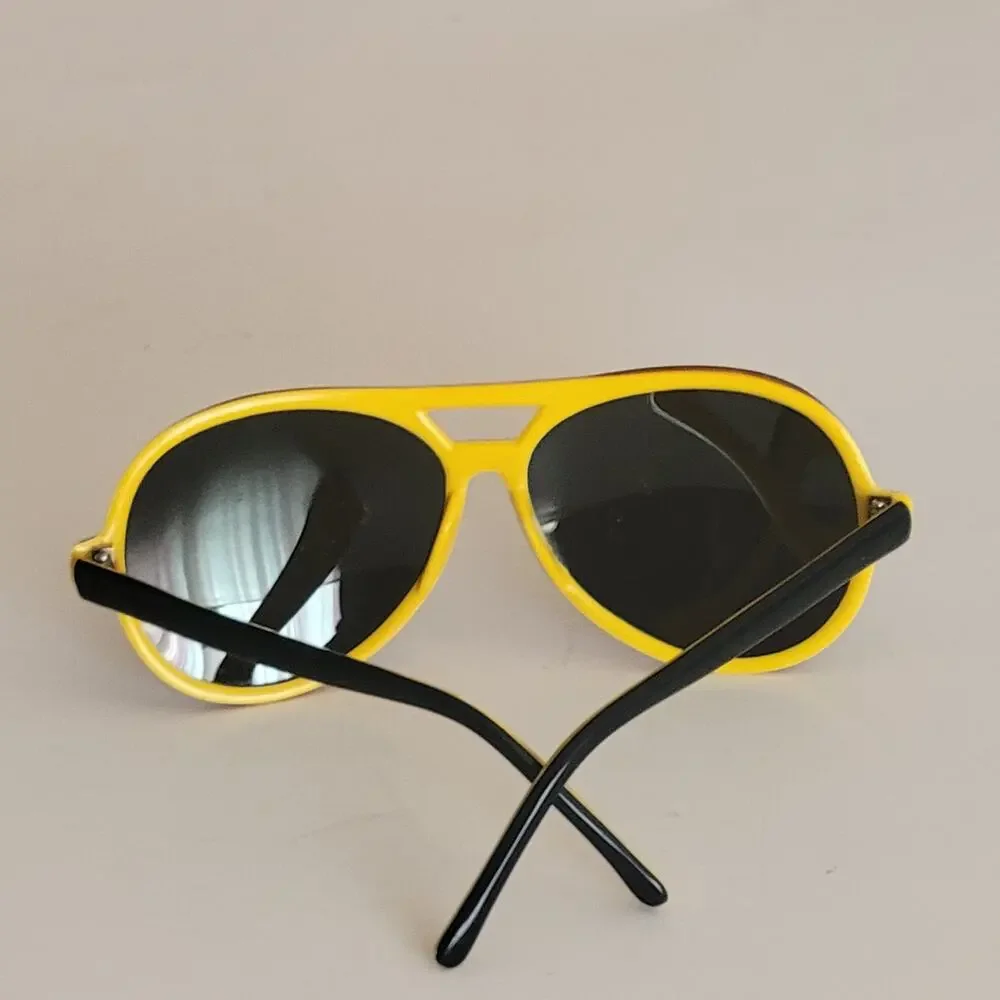 Vintage SKI OPTIKS Aviator Sunglasses Black Yellow Unisex Mirrored France Made
